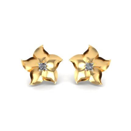 Floral Gold & Diamond Ear-Stud